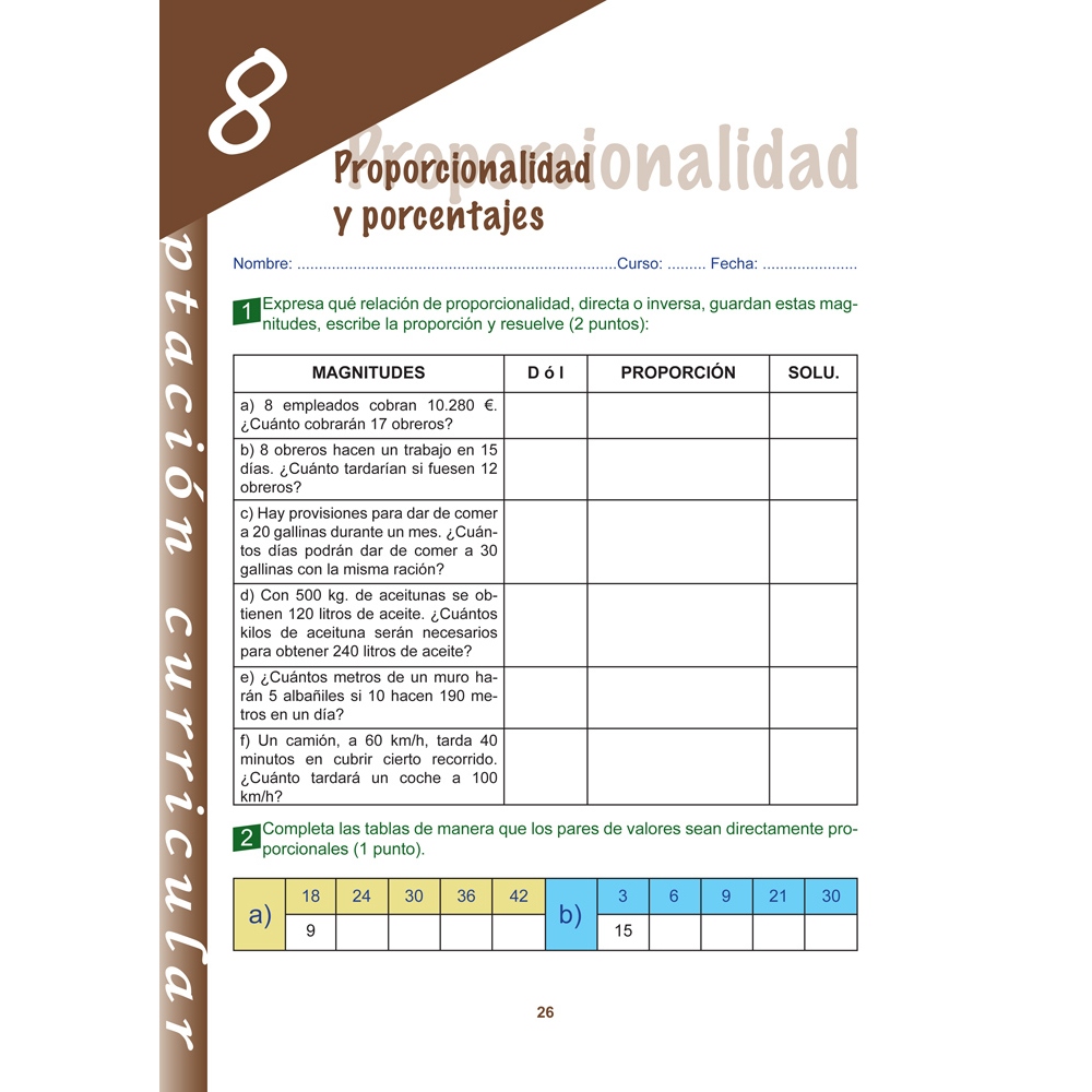 Matemáticas 1-2. Educación Secundaria. Adaptación curricular. Material completo