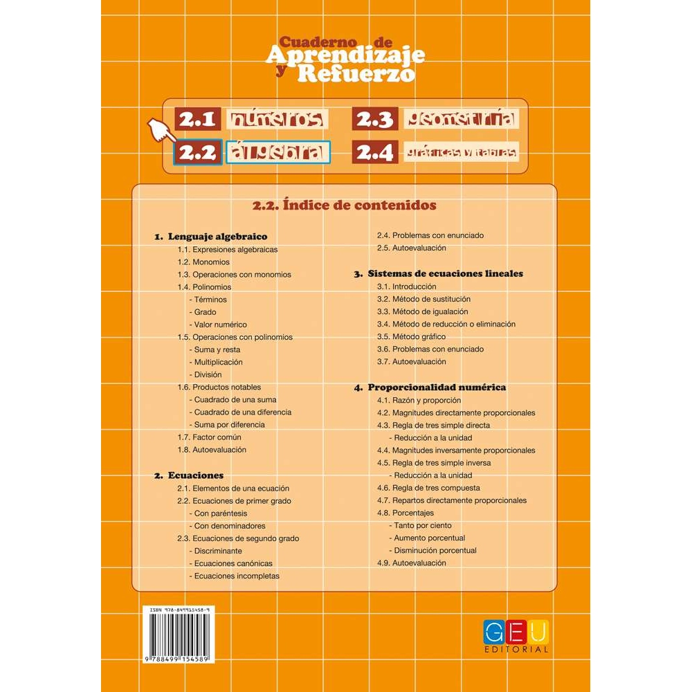 Cuaderno de aprendizaje y refuerzo 2.2: Álgebra