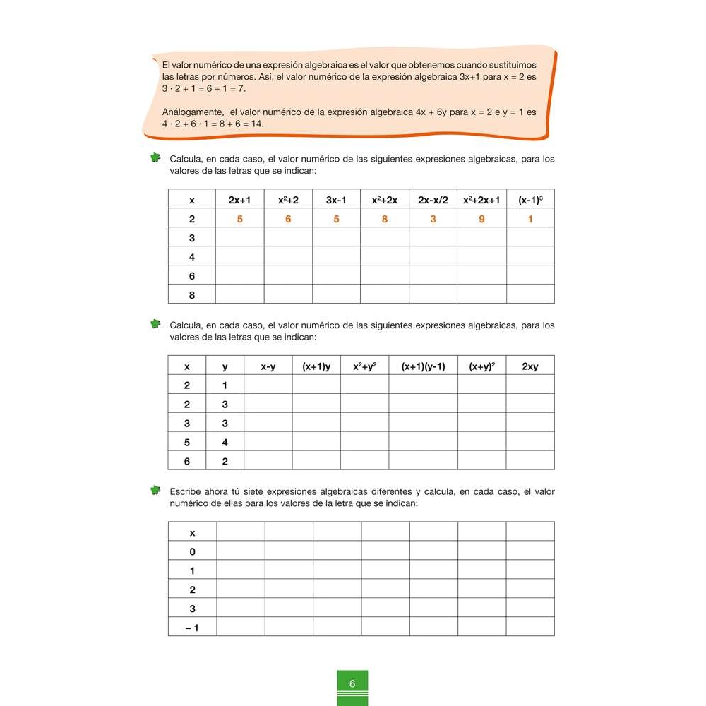 Cuaderno de aprendizaje y refuerzo 1.2: Álgebra
