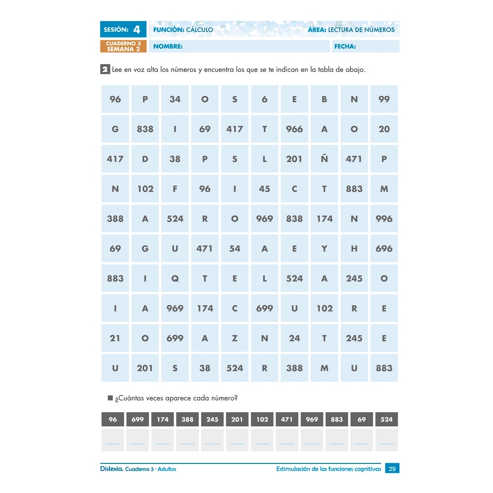 Dislexia. Cuaderno 3 · Adultos