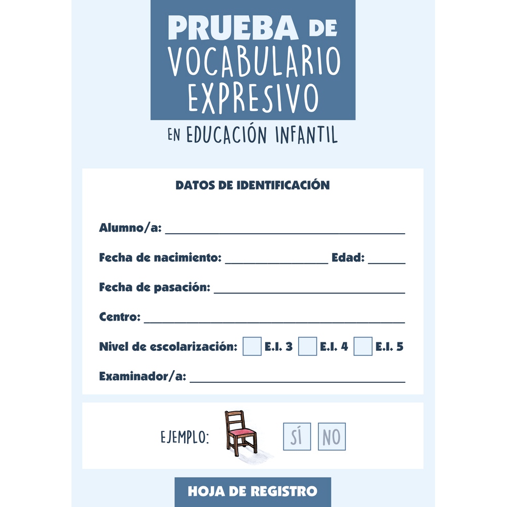 Prueba de vocabulario expresivo · 25 hojas de registro