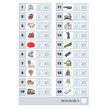 Prueba de vocabulario expresivo · 25 hojas de registro 2
