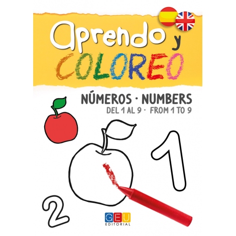 Aprendo y coloreo. Números del 1 al 9 · Numbers from 1 to 9 (español-inglés)