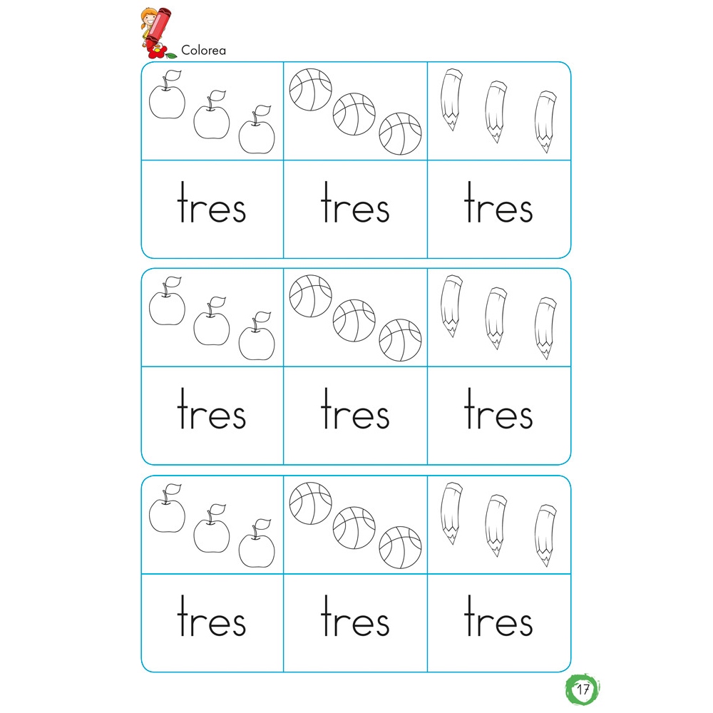 Aprendo y coloreo. Números del 1 al 9 · Numbers from 1 to 9 (español-inglés)