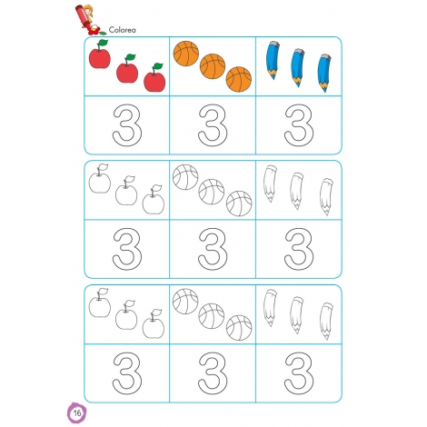 Aprendo y coloreo. Números del 1 al 9 · Numbers from 1 to 9 (español-inglés)