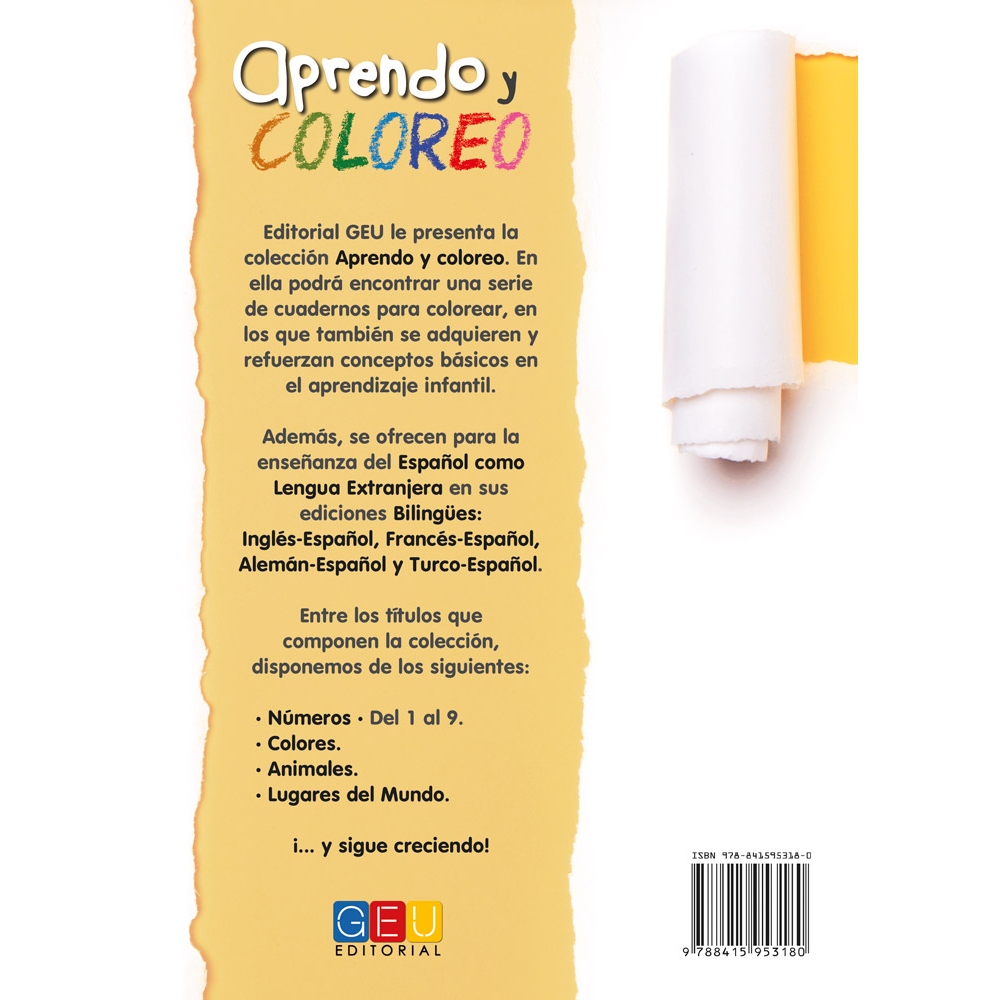 Aprendo y coloreo. Números del 1 al 9 · Numbers from 1 to 9 (español-inglés)