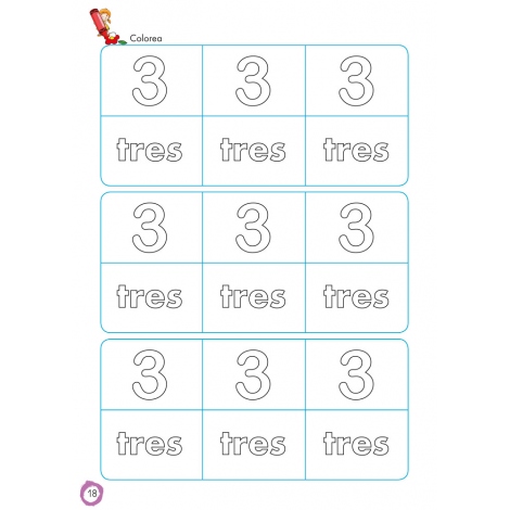 Aprendo y coloreo. Números del 1 al 9 · Numbers from 1 to 9 (español-inglés)