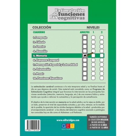 Estimulación de las funciones cognitivas. Nivel adultos. Cuaderno 5: Memoria