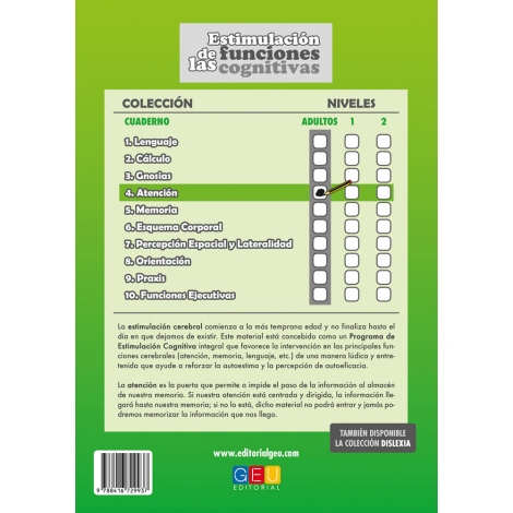 Estimulación de las funciones cognitivas. Nivel adultos. Cuaderno 4: Atención