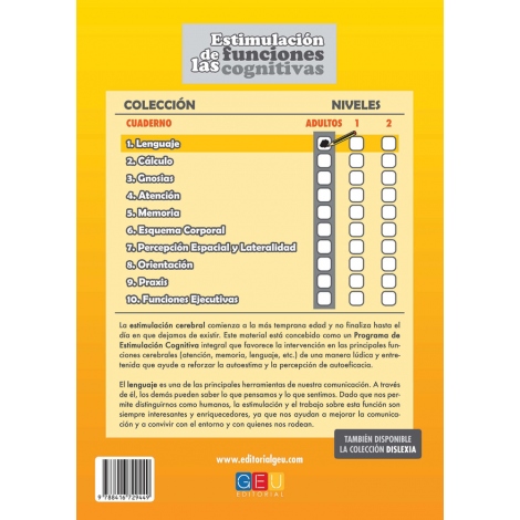 Estimulación de las funciones cognitivas. Nivel adultos. Cuaderno 1: Lenguaje Estimulación de las funciones cognitivas. Nivel adultos. Cuaderno 1: Lenguaje