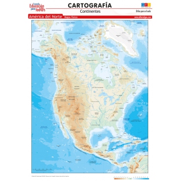 Mapa de América del Norte. Físico