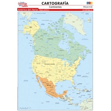 Mapa de América del Norte. Político
