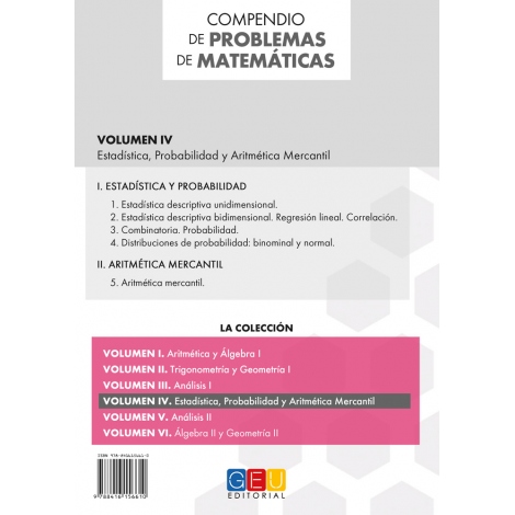Compendio de problemas de matemáticas IV. Estadística, probabilidad y aritmética mercantil · Bachillerato