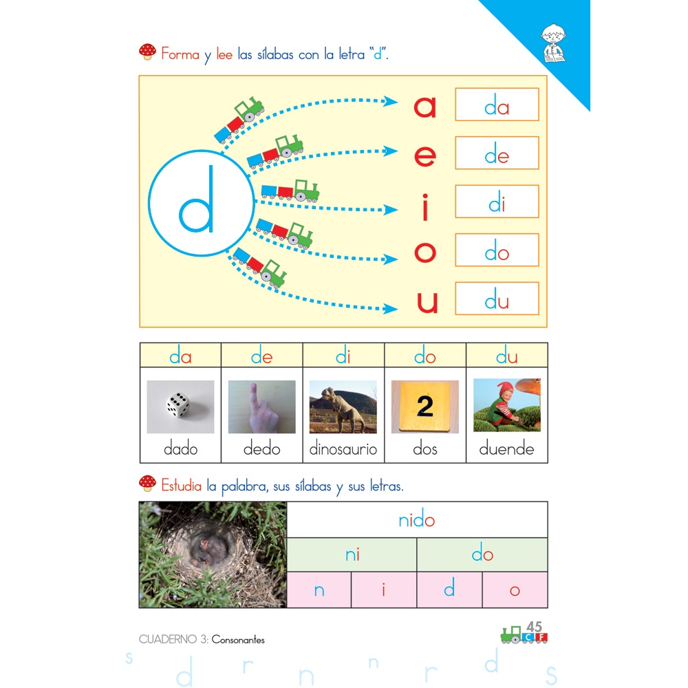 Cono-fonos 3: ¡Sé leer y escribir! Cuaderno 3: Consonantes s, r, n, d