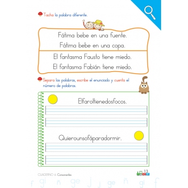 Cono-fonos 3: ¡Sé leer y escribir! Cuaderno 6: Consonantes f, ñ, g, j, ge-gi 2
