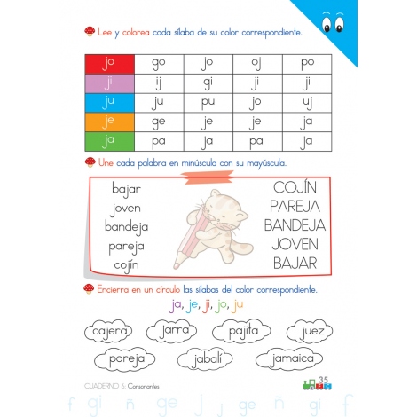Cono-fonos 3: ¡Sé leer y escribir! Cuaderno 6: Consonantes f, ñ, g, j, ge-gi