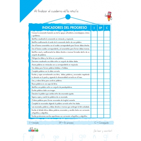 Cono-fonos 3: ¡Sé leer y escribir! Cuaderno 6: Consonantes f, ñ, g, j, ge-gi
