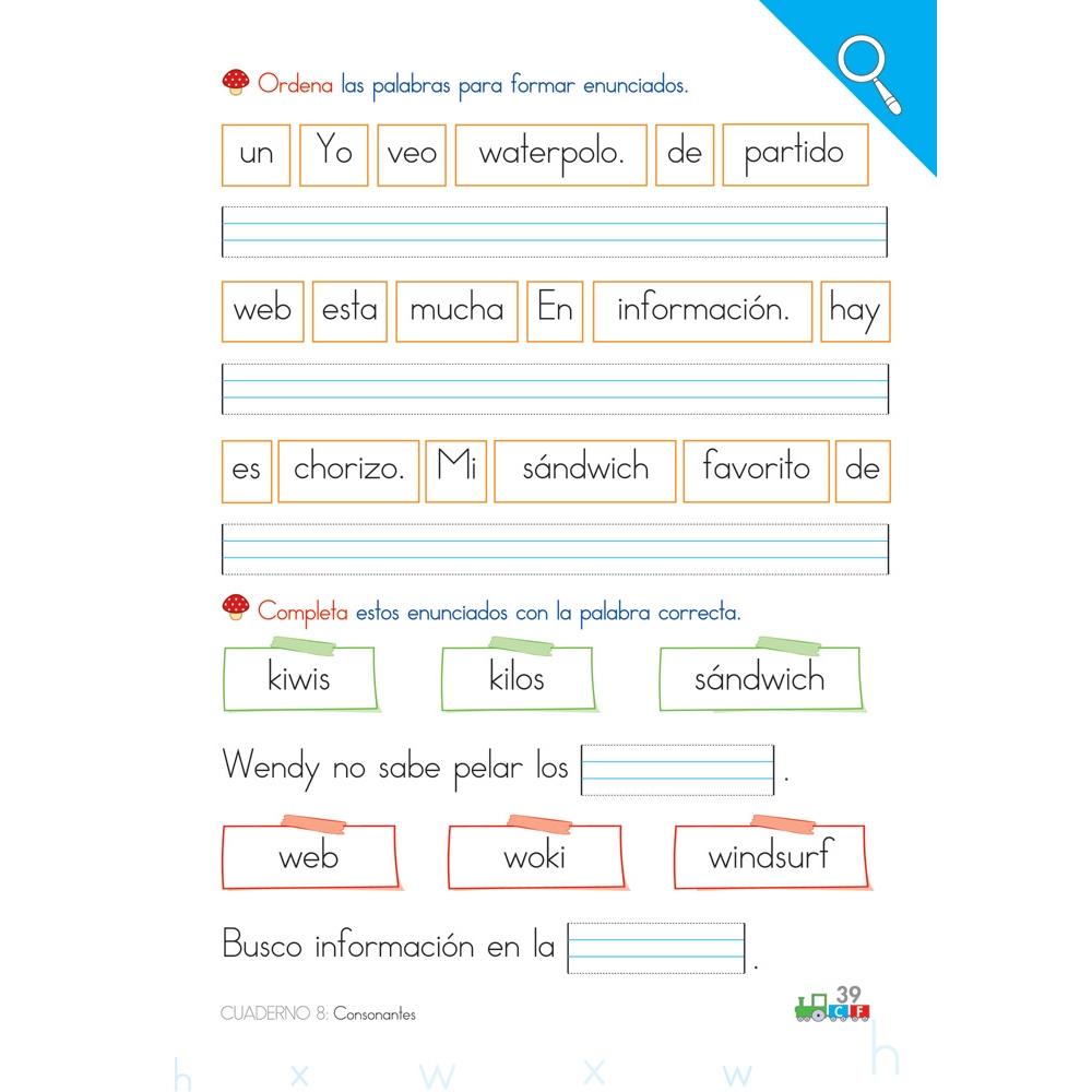 Cono-fonos 3: ¡Sé leer y escribir! Cuaderno 8: Consonantes h, x, w