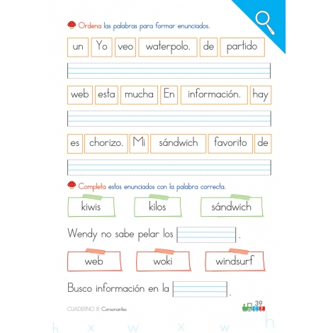Cono-fonos 3: ¡Sé leer y escribir! Cuaderno 8: Consonantes h, x, w