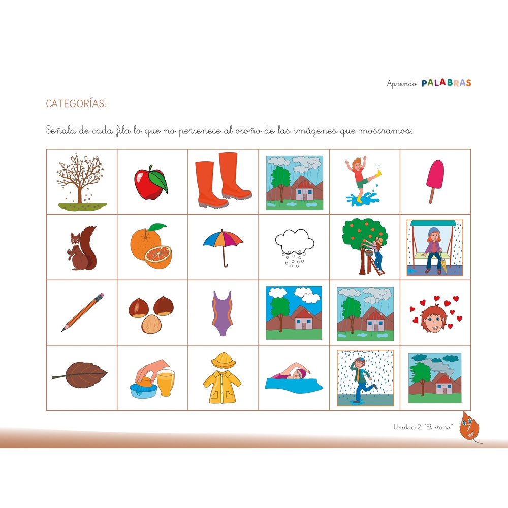 Aprendo palabras. Unidad 2: El otoño