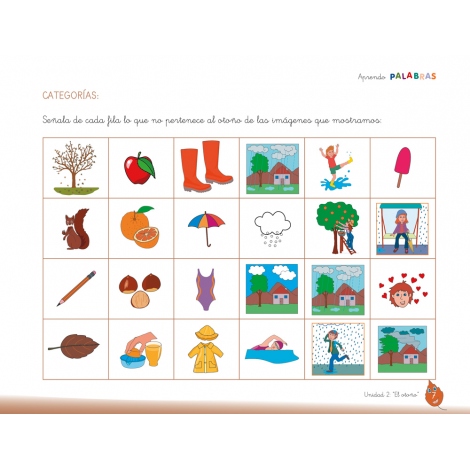 Aprendo palabras. Unidad 2: El otoño