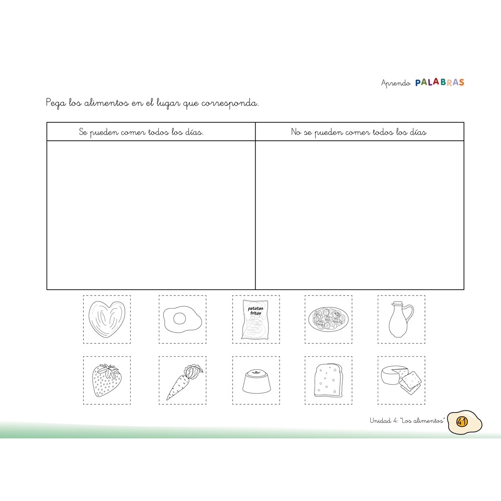 Aprendo palabras. Unidad 4: Los alimentos