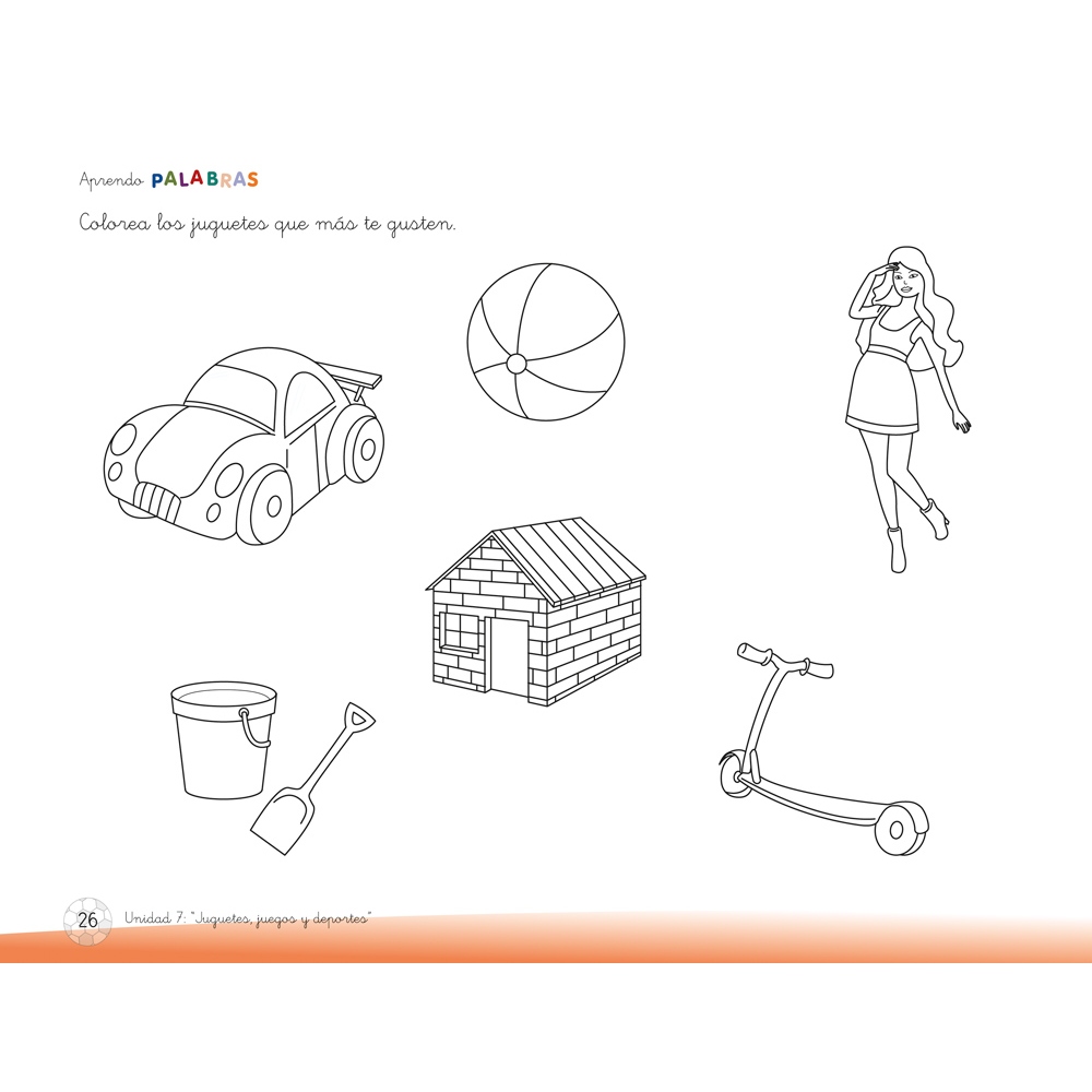 Aprendo palabras. Unidad 7: Juguetes, juegos y deportes