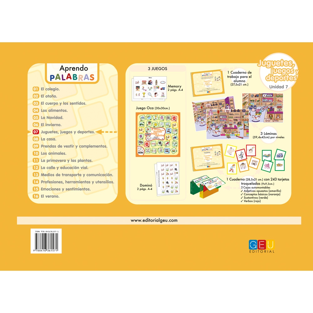 Aprendo palabras. Unidad 7: Juguetes, juegos y deportes