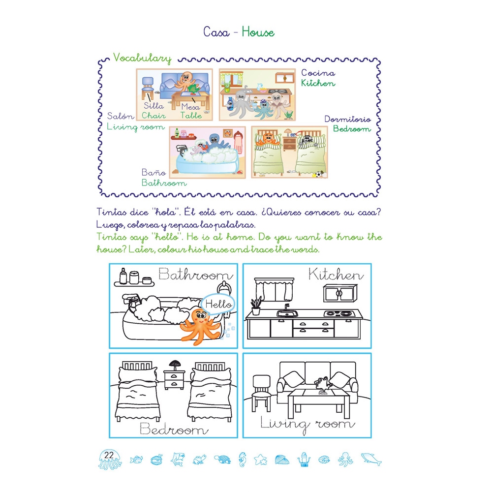 Aprende inglés con el pulpo Tintas y su nueva amiga Floki