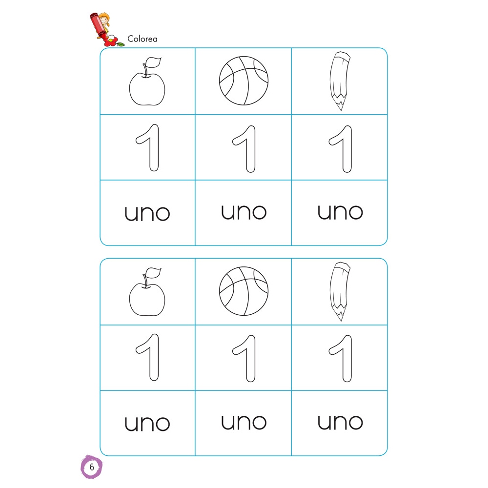 Aprendo y coloreo. Números del 1 al 9