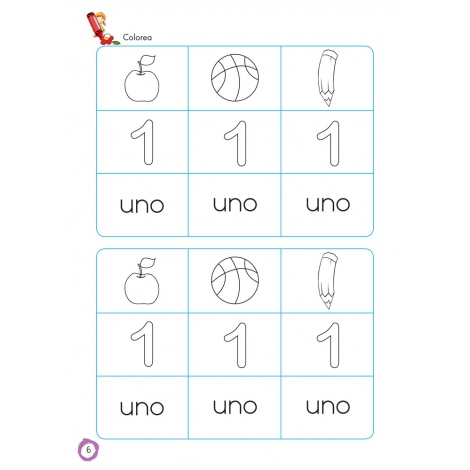 Aprendo y coloreo. Números del 1 al 9