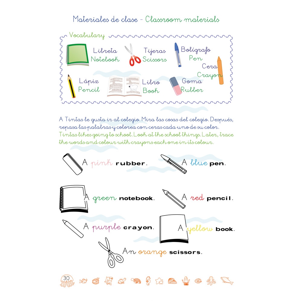 Aprende inglés con el pulpo Tintas