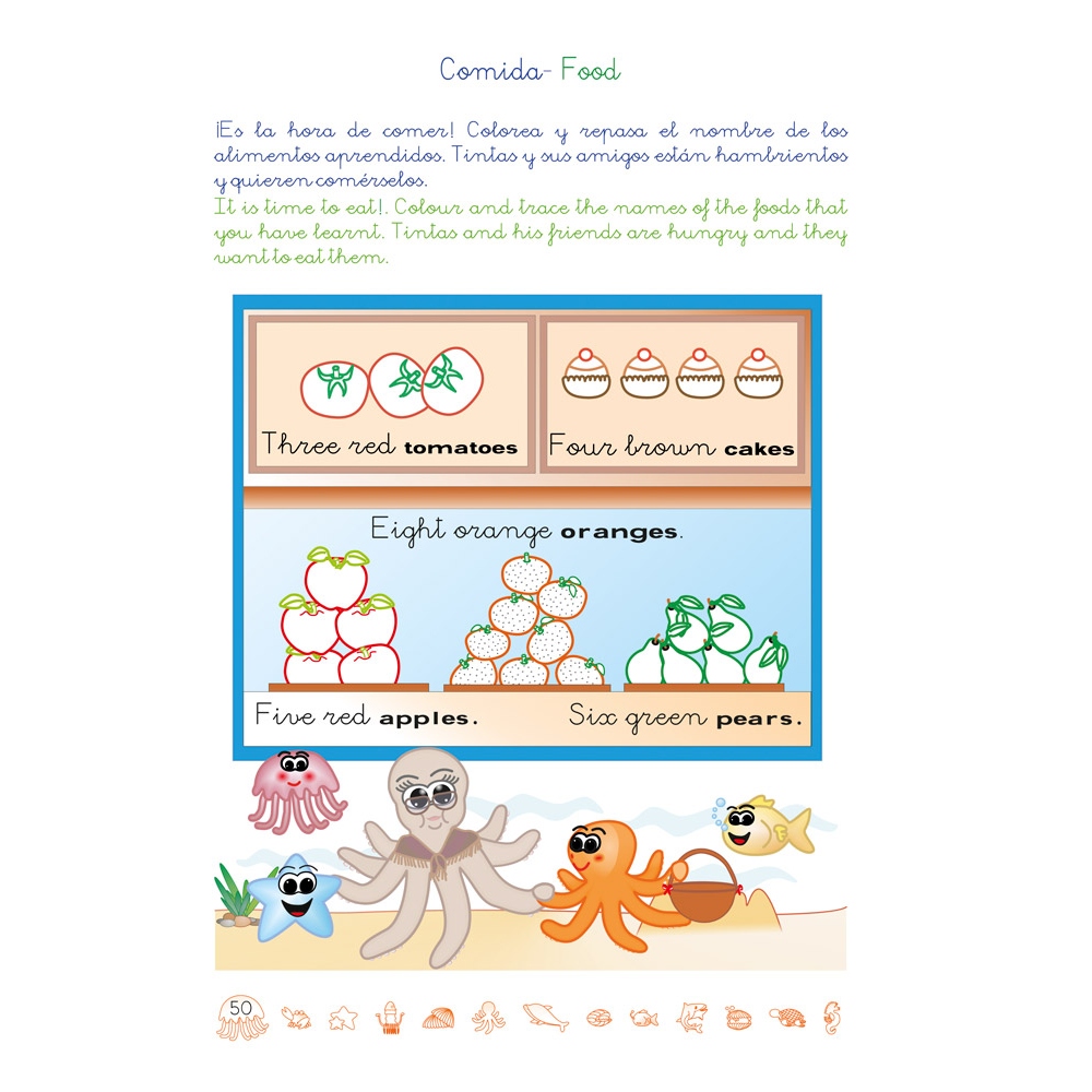 Aprende inglés con el pulpo Tintas