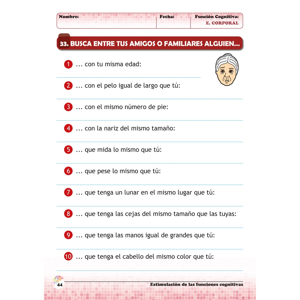 Estimulación de las funciones cognitivas. Nivel 1. Cuaderno 6: Esquema corporal
