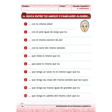 Estimulación de las funciones cognitivas. Nivel 1. Cuaderno 6: Esquema corporal