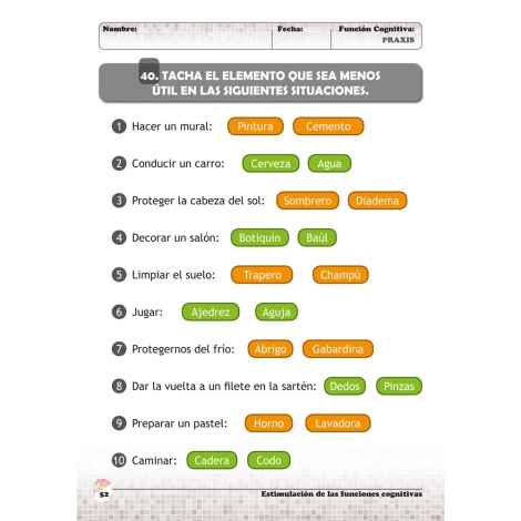 Estimulación de las funciones cognitivas. Nivel 1. Cuaderno 9: Praxis
