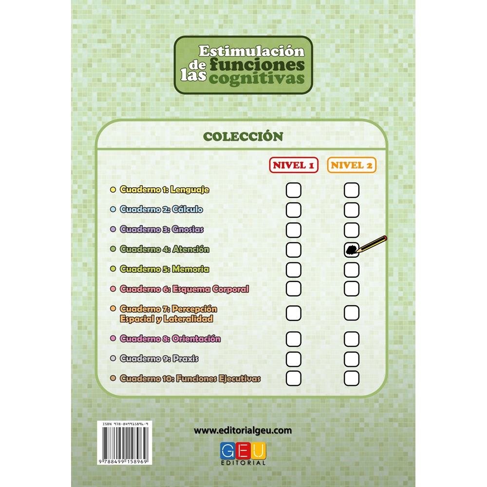 Estimulación de las funciones cognitivas. Nivel 2. Cuaderno 4: Atención