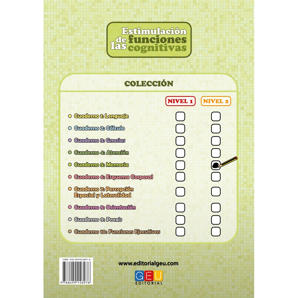 Estimulación de las funciones cognitivas. Nivel 2. Cuaderno 5: Memoria