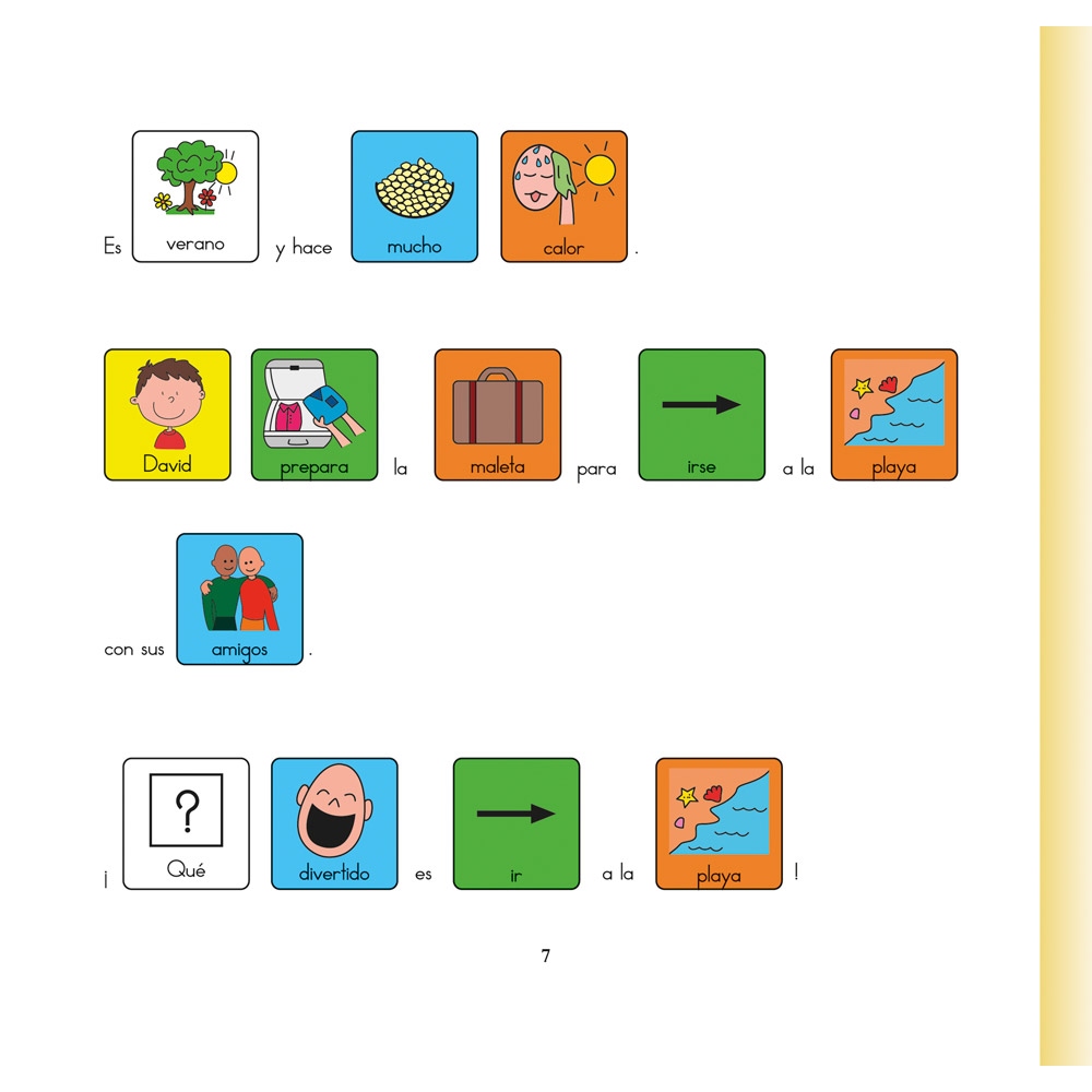 David va a la playa · Cuento con pictogramas