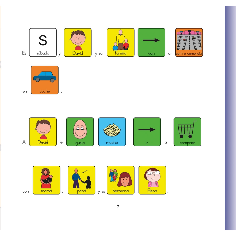 David va al centro comercial · Cuento con pictogramas