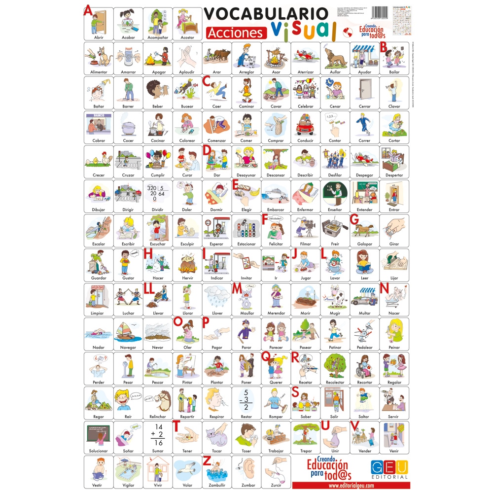 Lámina de vocabulario visual. Acciones