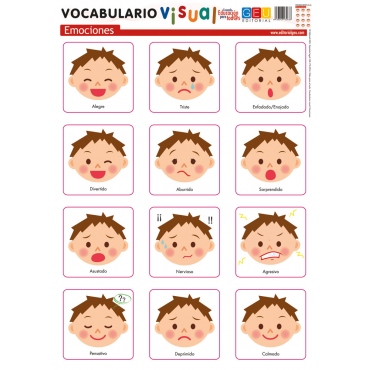 Lámina de vocabulario visual. Emociones