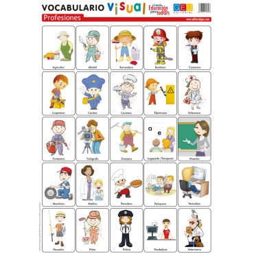 Lámina de vocabulario visual. Profesiones