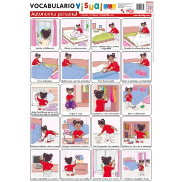Lámina de vocabulario visual. Autonomía personal: Limpio y ordeno mi habitación