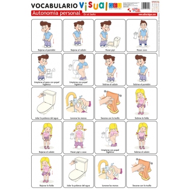 Lámina de vocabulario visual. Autonomía personal: En el baño