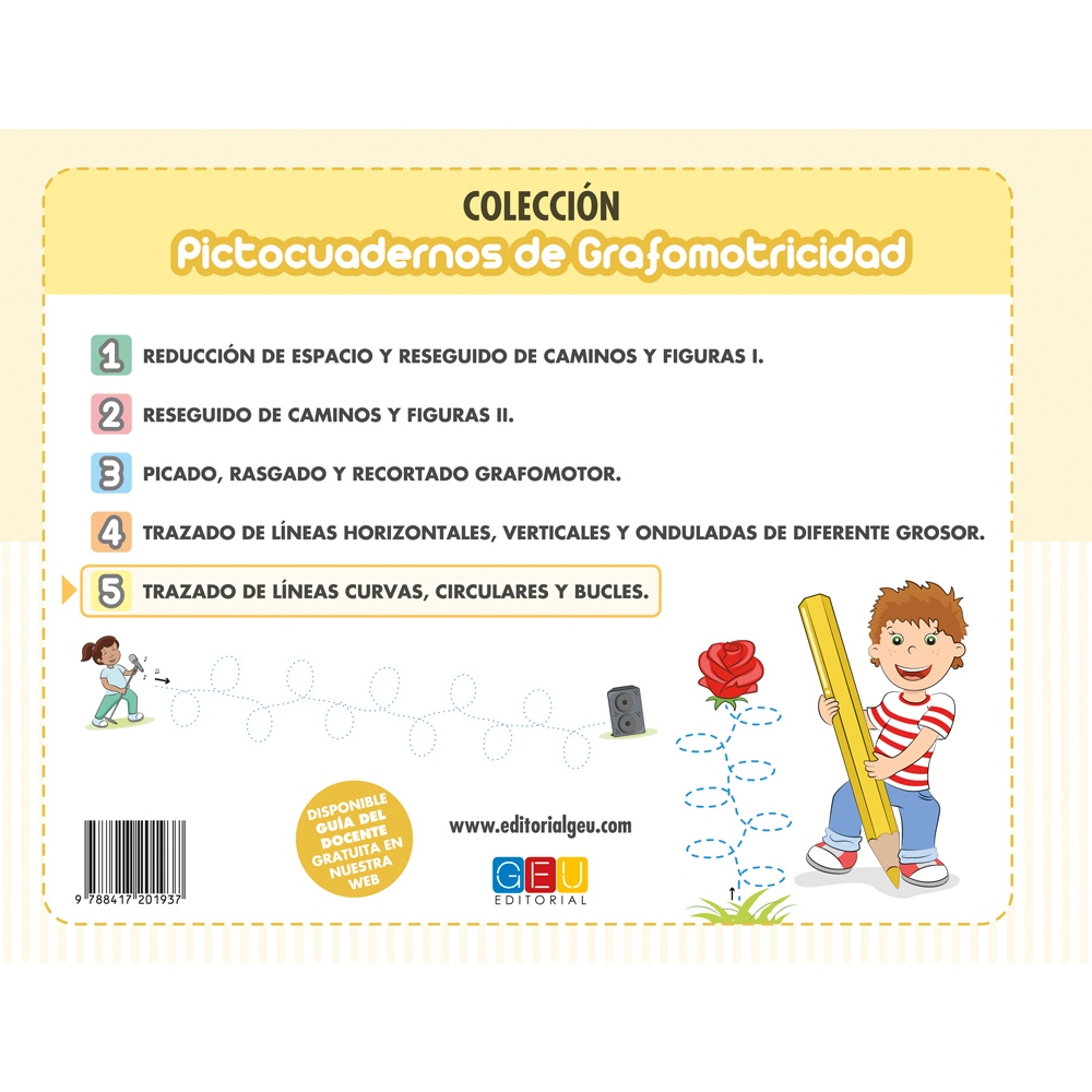 Pictocuaderno de grafomotricidad 5: Trazado de líneas curvas, circulares y bucles