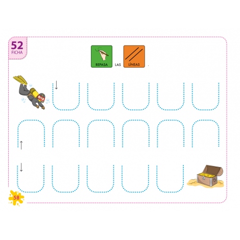 Pictocuaderno de grafomotricidad 4: Trazado de líneas horizontales, verticales y onduladas