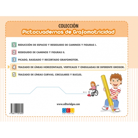 Pictocuaderno de grafomotricidad 4: Trazado de líneas horizontales, verticales y onduladas
