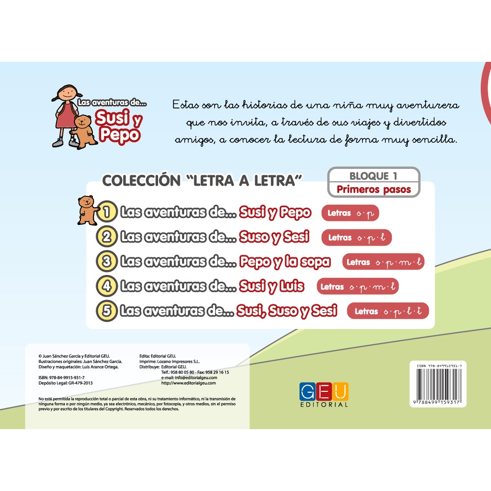 Las aventuras de Susi y Pepo · Colección Letra a letra. Bloque 1: Primeros pasos. Letras s, p