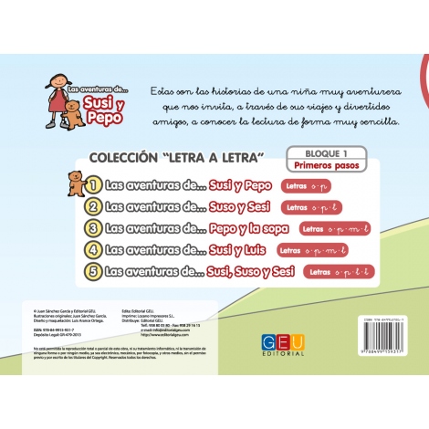 Las aventuras de Susi y Pepo · Colección Letra a letra. Bloque 1: Primeros pasos. Letras s, p